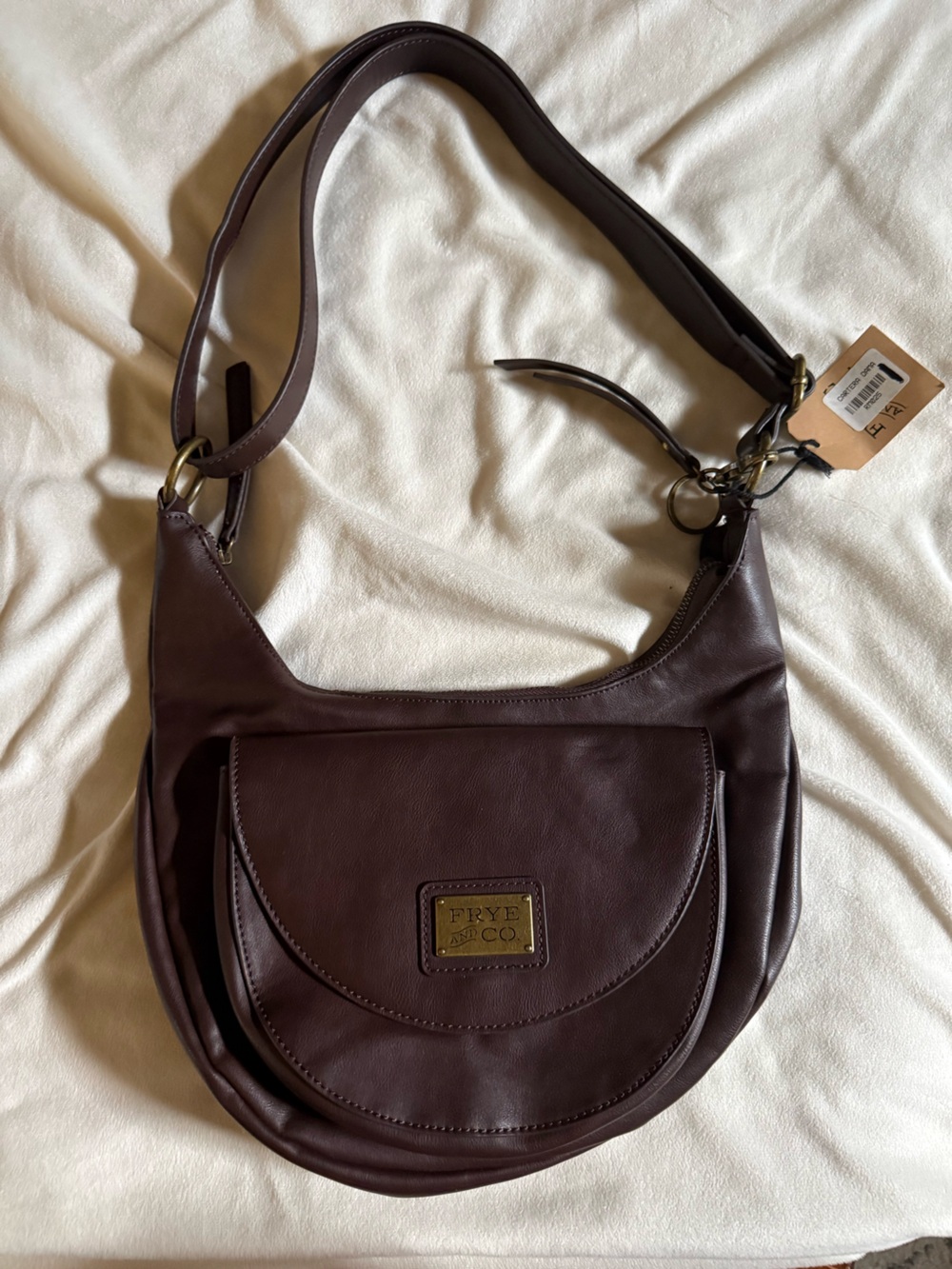 Frye Dark Brown (Tobacco) Leather saddle Bag with Front Flap Pocket